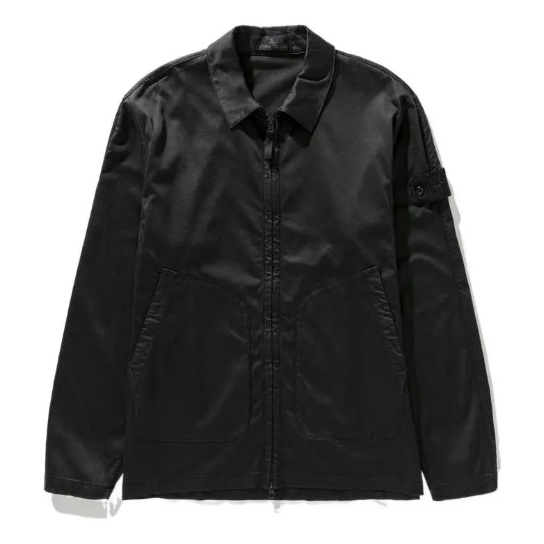 STONE ISLAND Ghost Stretch Cotton Shirt Jacket 'Black
