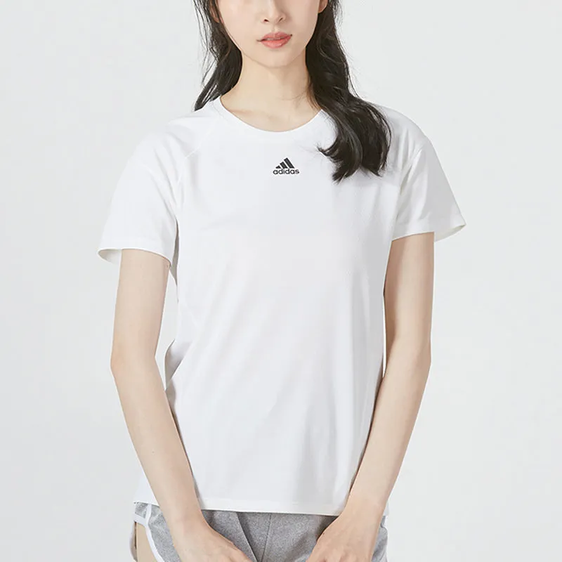 (WMNS) adidas WTR Heat.RDY T-Shirt Asia Sizing 'White Black' HI3968 sold by KicksCrew product image thumbnail 3