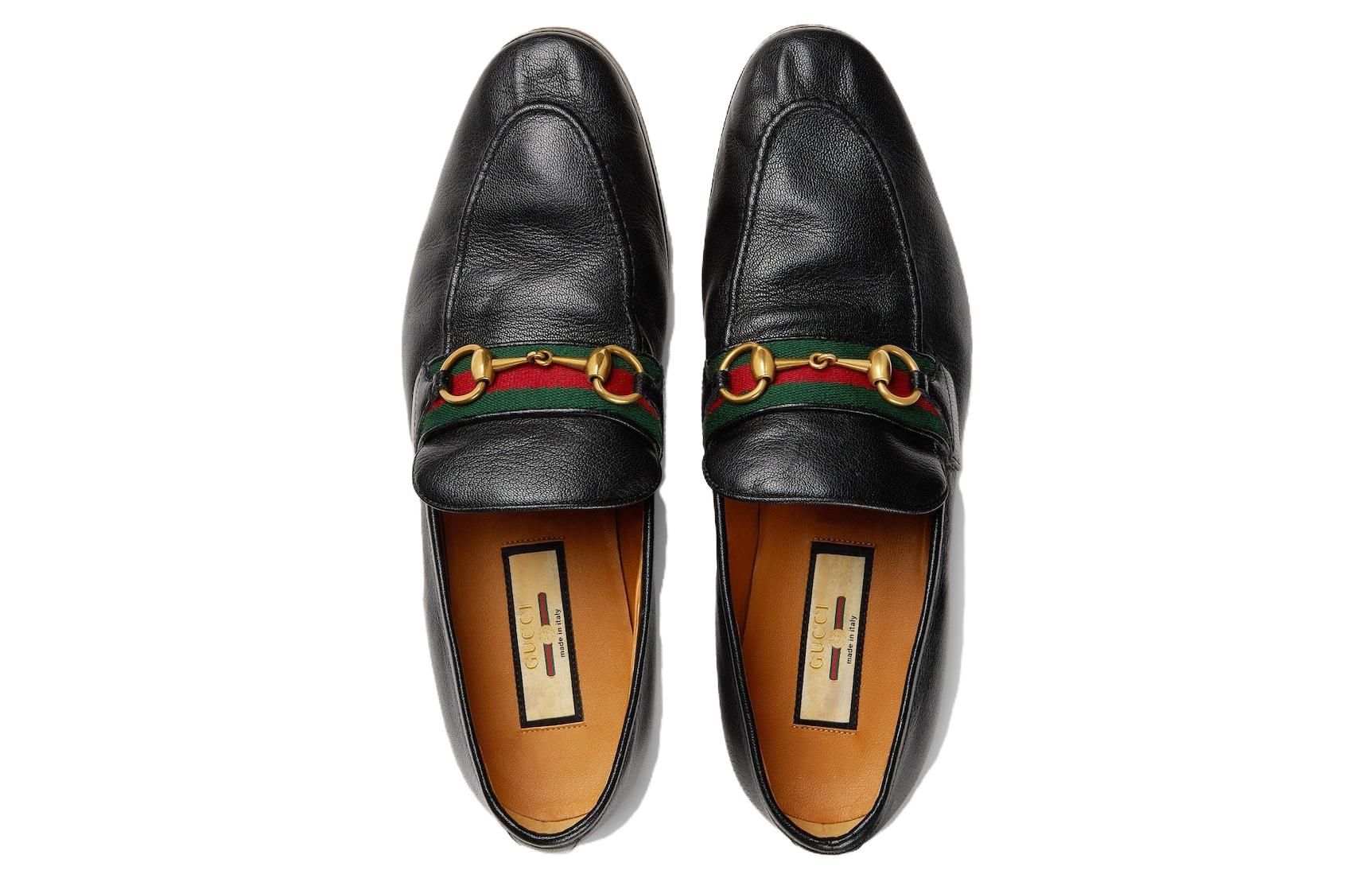 Gucci Leather Grosgrain Trim Dress Loafers 'Black Red' 759473-AACOT-1084 sold by KicksCrew product image thumbnail 3