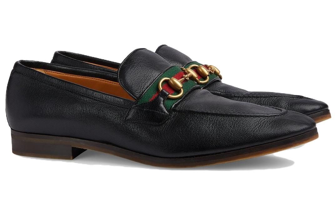Gucci Leather Grosgrain Trim Dress Loafers 'Black Red' 759473-AACOT-1084 sold by KicksCrew product image thumbnail 2