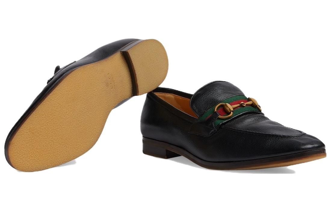 Gucci Leather Grosgrain Trim Dress Loafers 'Black Red' 759473-AACOT-1084 sold by KicksCrew product image thumbnail 5