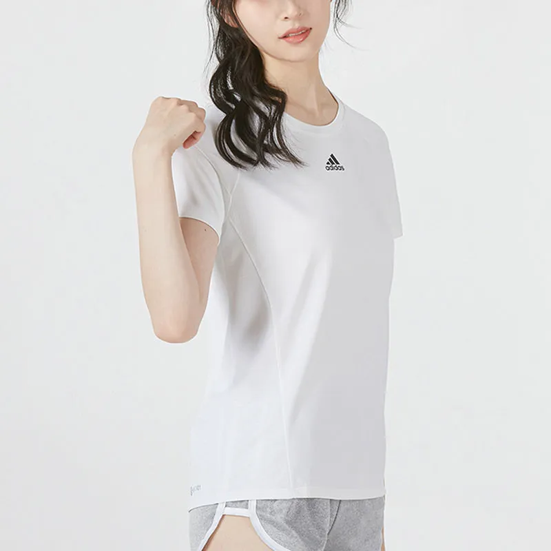 (WMNS) adidas WTR Heat.RDY T-Shirt Asia Sizing 'White Black' HI3968 sold by KicksCrew product image thumbnail 5