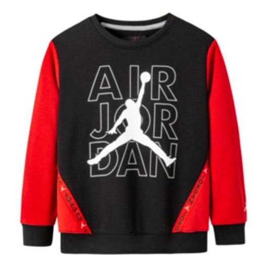 (GS) Air Jordan Logo Printed Sweatshirt 'Black Red' JD2232016GS-001 sold by KicksCrew