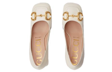 (WMNS) GUCCI Mid-heel pump with Horsebit 'White Leather' 643886-C9D00-9022 sold by KicksCrew