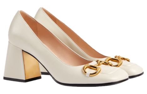 (WMNS) GUCCI Mid-heel pump with Horsebit 'White Leather' 643886-C9D00-9022 sold by KicksCrew