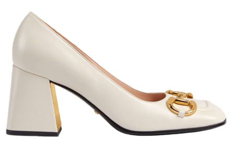 (WMNS) GUCCI Mid-heel pump with Horsebit 'White Leather' 643886-C9D00-9022 sold by KicksCrew