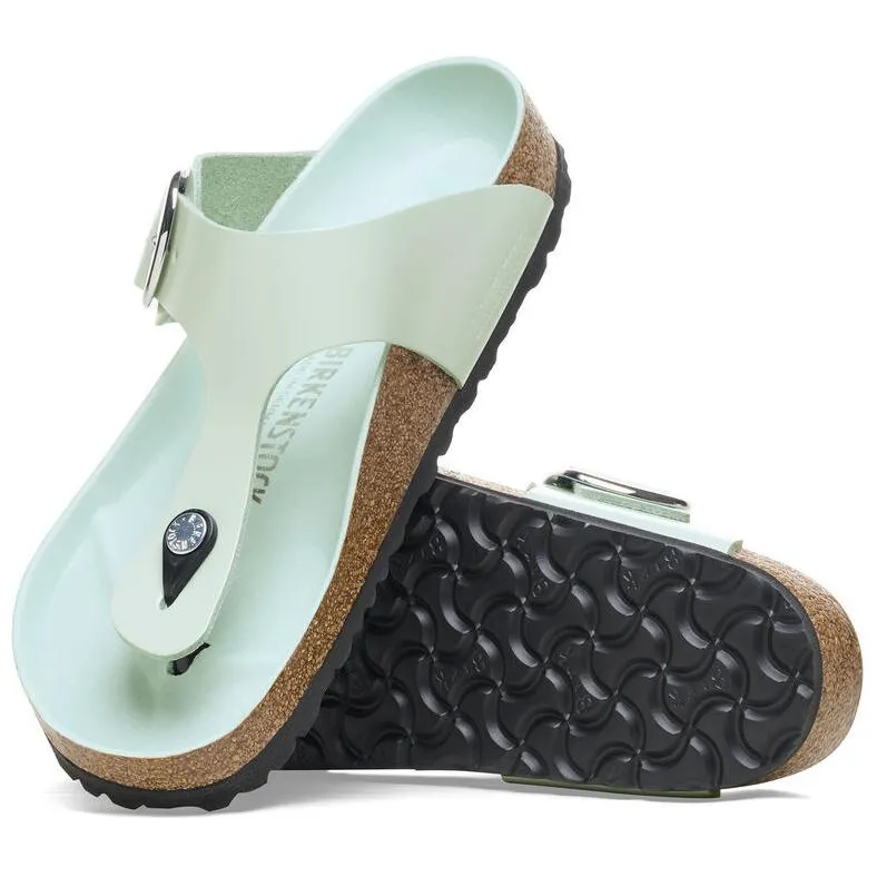 Birkenstock Gizeh Big Buckle Natural Leather Patent Narrow Fit Sandals ' High Shine Surf Green' 1026542 sold by KicksCrew product image thumbnail 5