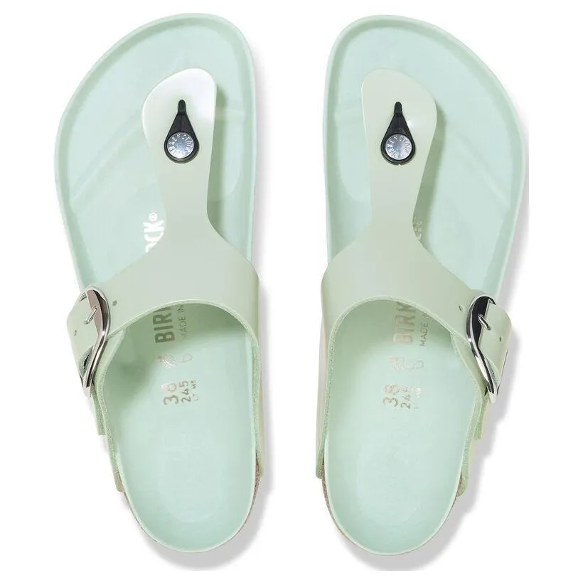 Birkenstock Gizeh Big Buckle Natural Leather Patent Narrow Fit Sandals ' High Shine Surf Green' 1026542 sold by KicksCrew product image thumbnail 4