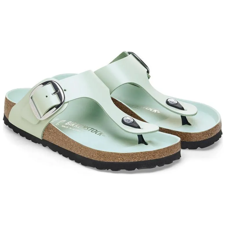 Birkenstock Gizeh Big Buckle Natural Leather Patent Narrow Fit Sandals ' High Shine Surf Green' 1026542 sold by KicksCrew product image thumbnail 3
