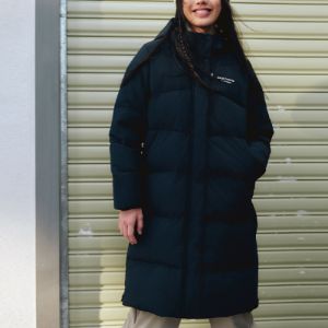 (WMNS) Skechers BASIC Logo Printed Long Down Jacket 'Black' P423W126-0018 sold by KicksCrew