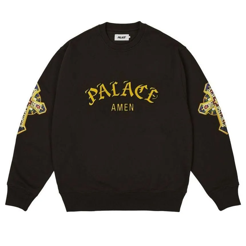 Palace Saints Crewneck Sweatshirt 'Black' P26CS009 sold by KicksCrew