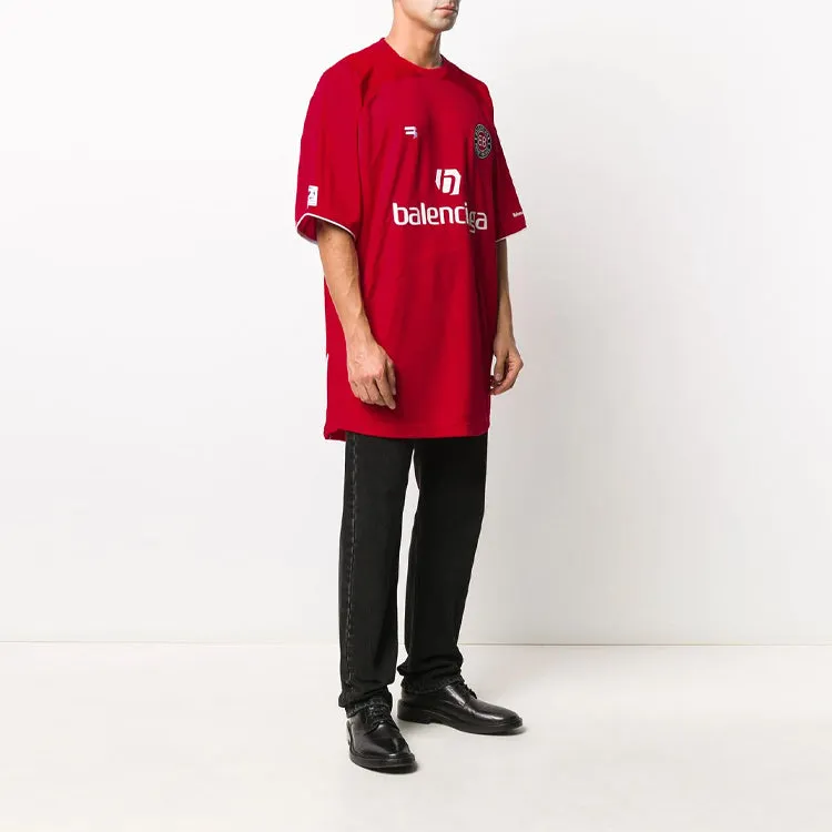 Balenciaga Soccer T-shirt Oversized 'Red White' 641666TJV056540 sold by KicksCrew product image thumbnail 4