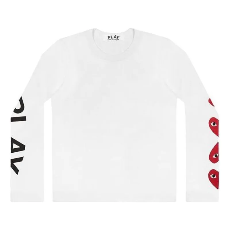 COMME des GARCONS PLAY Long Sleeve Printed Logos T-shirt 61 'White' AZ-T262-051 sold by KicksCrew