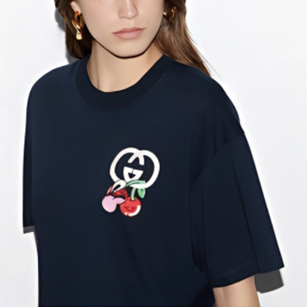 (WMNS) Gucci Cotton Jersey T-Shirt With Patch 'Navy' 776596-XJGHK-4215 sold by KicksCrew product image thumbnail 4