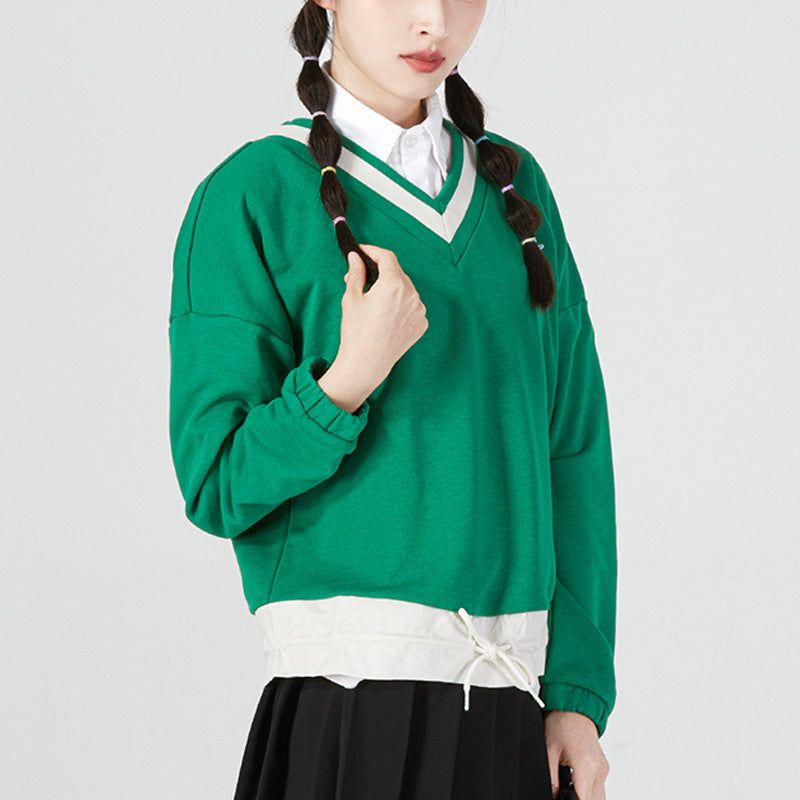 (WMNS) Puma Logo V neck Sweatshirt 'Green' 537524-86 sold by KicksCrew product image thumbnail 3