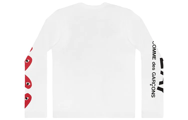 COMME des GARCONS PLAY Long Sleeve Printed Logos T-shirt 61 'White' AZ-T262-051 sold by KicksCrew product image thumbnail 2