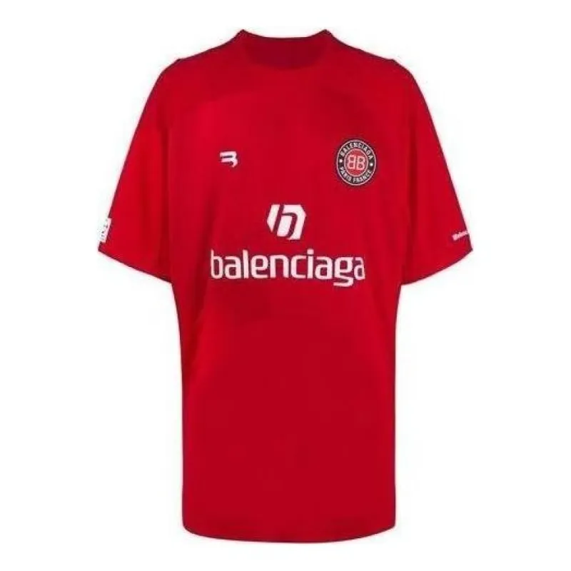 Balenciaga Soccer T-shirt Oversized 'Red White' 641666TJV056540 sold by KicksCrew
