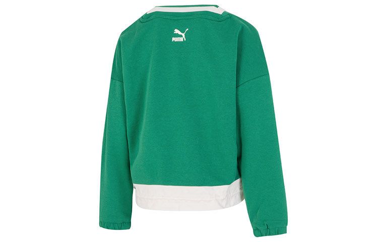 (WMNS) Puma Logo V neck Sweatshirt 'Green' 537524-86 sold by KicksCrew product image thumbnail 2