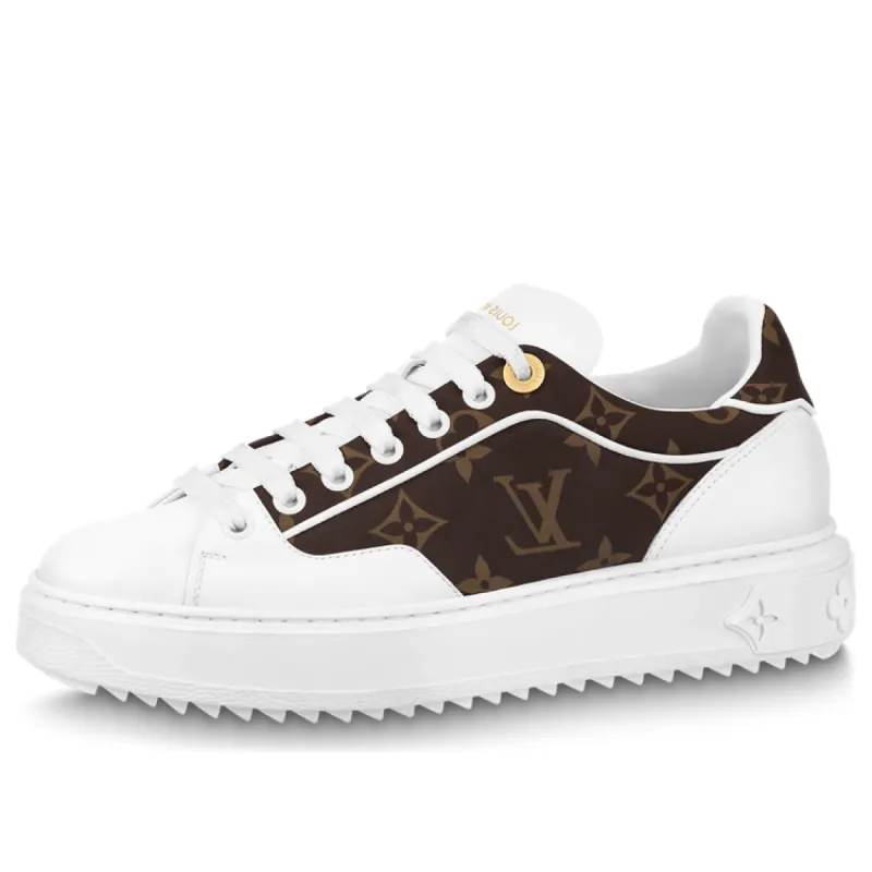 (WMNS) LOUIS VUITTON Time Out Sneakers 'White with Brown Monogram' 1AAP2X sold by KicksCrew