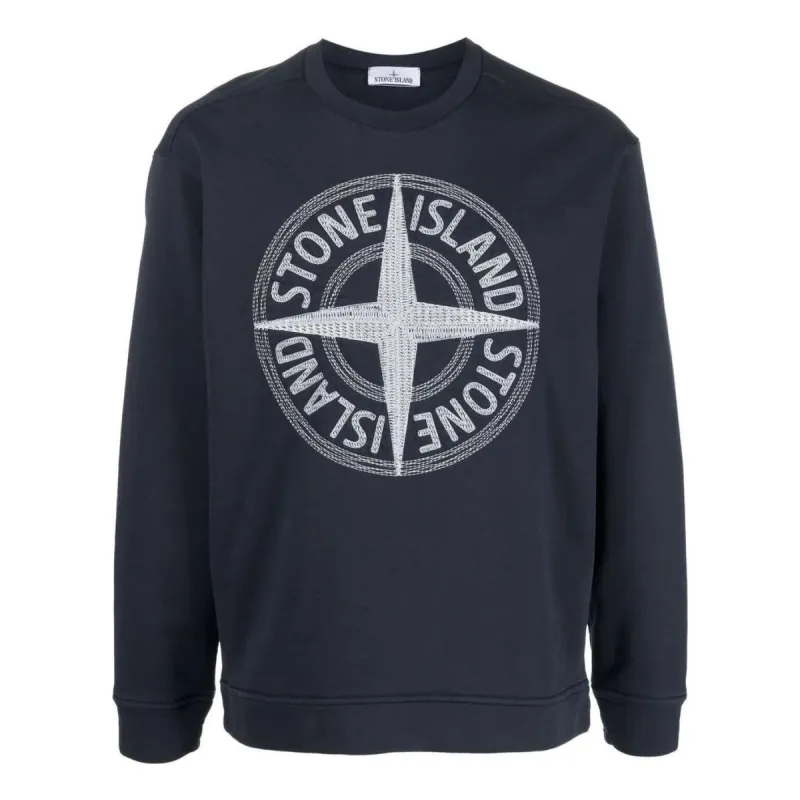 STONE ISLAND Embroidered Logo Sweatshirt 'Navy' 781565484-V0020 sold by KicksCrew