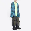 Balenciaga Trompe L'oeil Checked Shirt And T-Shirt 'Blue Neon Yellow' 699371TMM116305 sold by KicksCrew