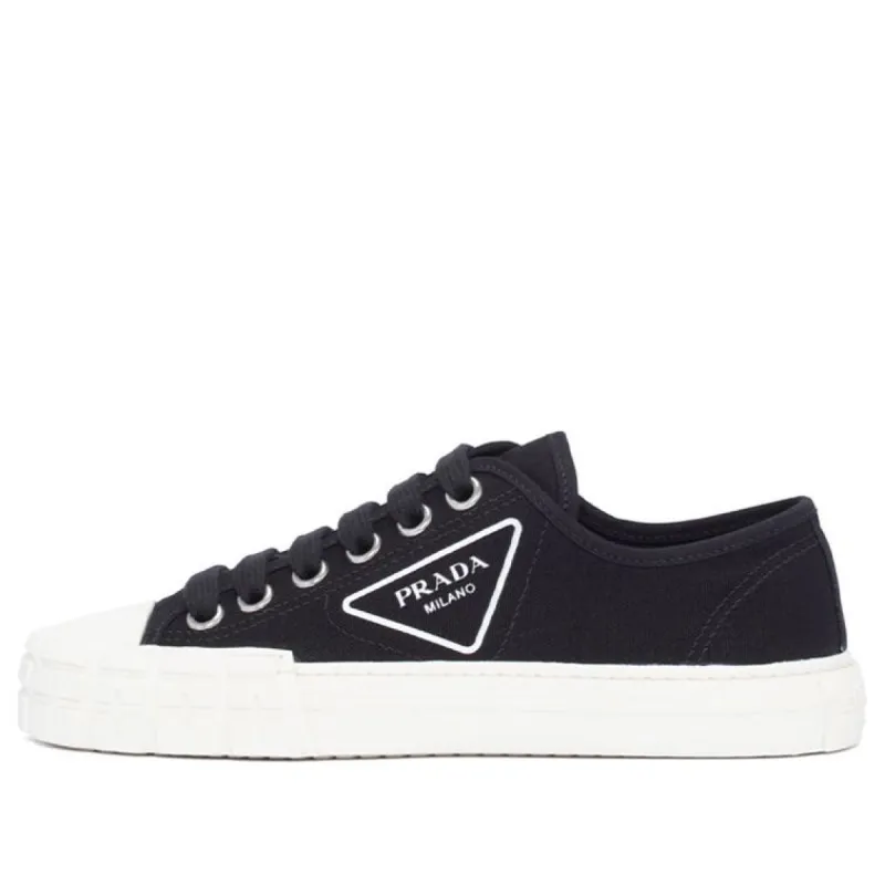(WMNS) PRADA Cotton Canvas Sneakers 'Black Ivory' 1E231M_2OFZ_F057Z_F_035 sold by KicksCrew