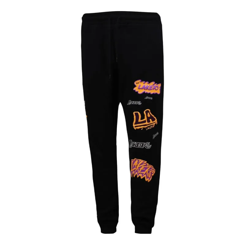 Mitchell & Ness x NBA Slap Sticker Pants 'Los Angeles Lakers' PSWP4773-LALYYPPPBLCK sold by KicksCrew