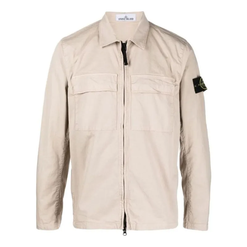 STONE ISLAND Zip Overshirt 'Dove Grey' 781510210-V0092 sold by KicksCrew