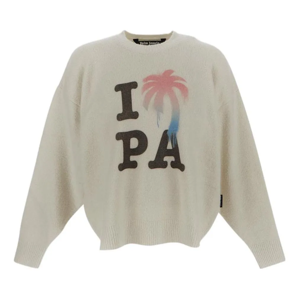Palm Angels SS23 I Love PA Sweater 'Beige Black Pink' PMHE007S23KNI0080384 sold by KicksCrew