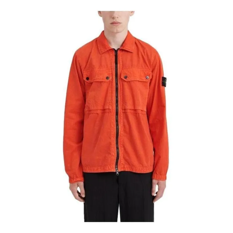 STONE ISLAND Gd Cotton Zip Overshirt 'Orange Red' 7915102WN-V0137 sold by KicksCrew
