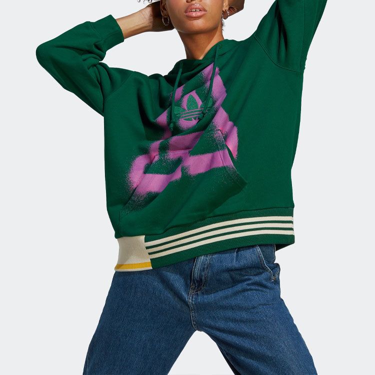 (WMNS) adidas Originals Oversized A Graphic Hoodie 'Green' IC5237 sold by KicksCrew product image thumbnail 4