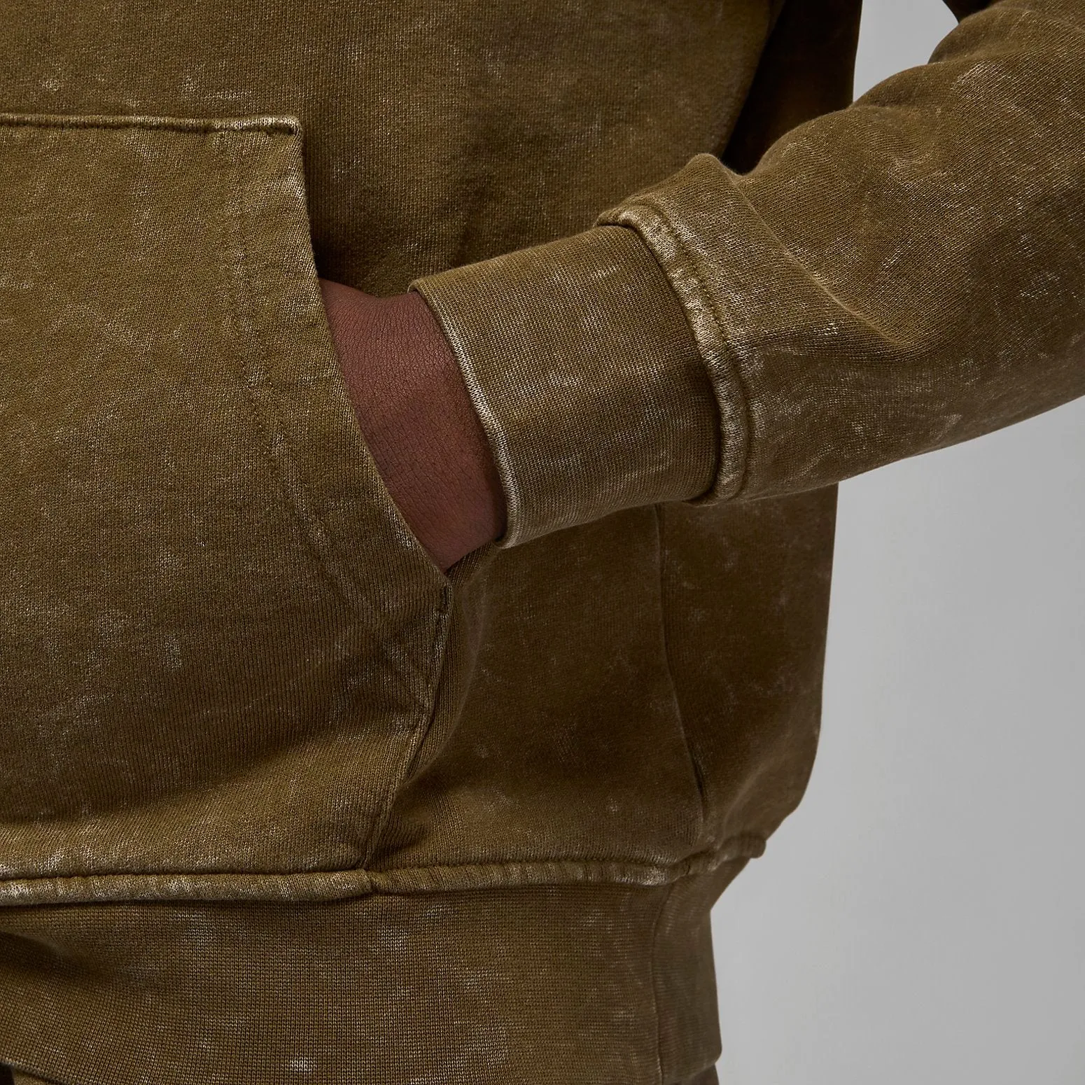 Air Jordan Flight Fleece Washed Pullover Hoodie 'Light Olive' DR3087-385 sold by KicksCrew product image thumbnail 4