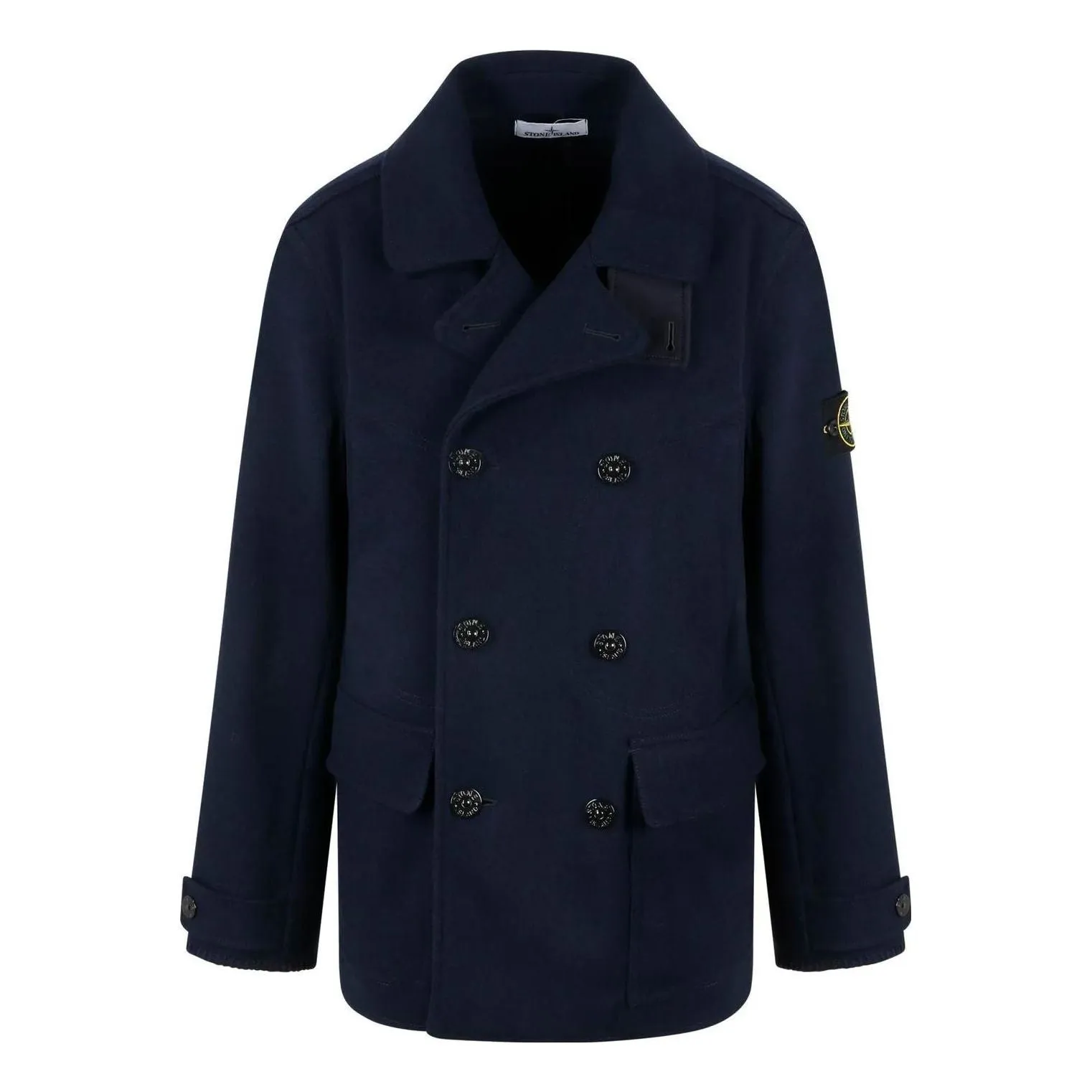 STONE ISLAND Logo Patch Double Breasted Jacket 'Navy' 791543030-V0028 sold by KicksCrew