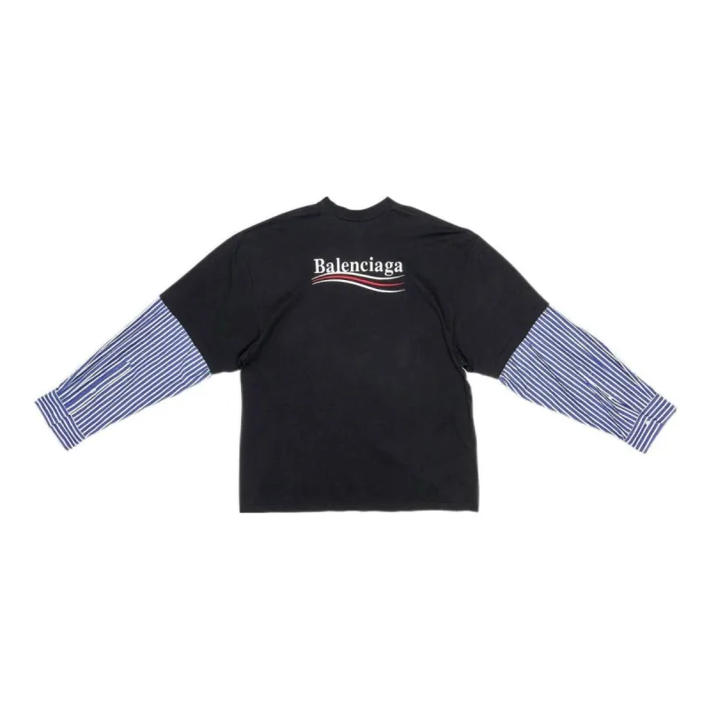 Balenciaga Political Campaign Layered T-Shirt 'Black' 698631TKVJ11070 sold by KicksCrew