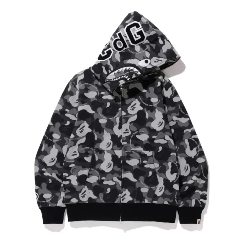 COMME des GARCONS x Bape Osaka Shark Full Zip Hoodie 'Black Grey' BPXCDG-CF sold by KicksCrew