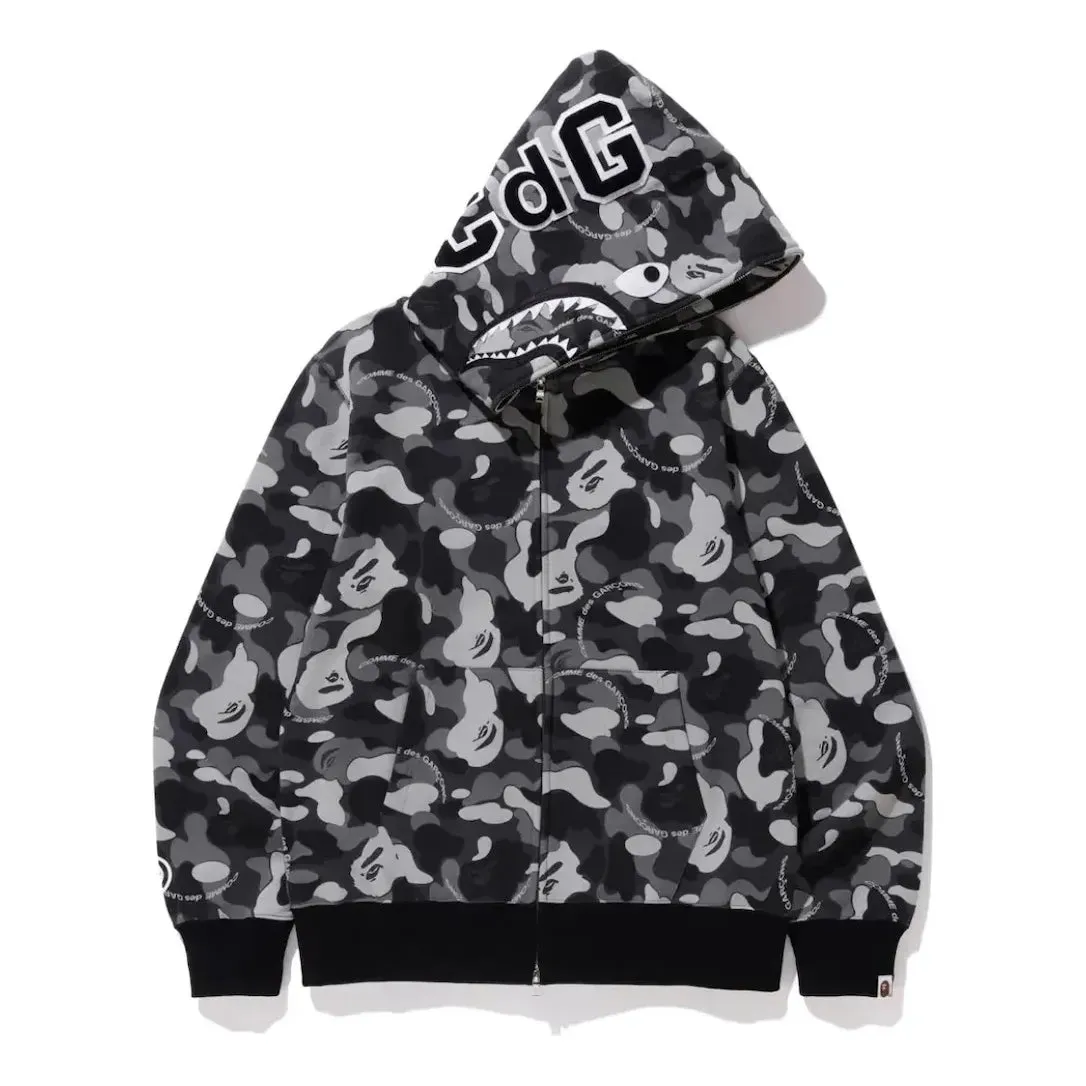 COMME des GARCONS x Bape Osaka Shark Full Zip Hoodie 'Black Grey' BPXCDG-CF sold by KicksCrew