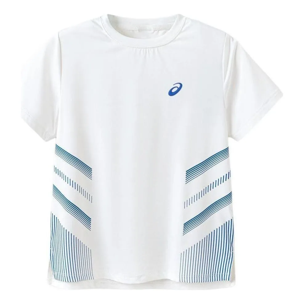 (GS) ASICS Logo T-Shirt 'White Blue' 332241175025-10 sold by KicksCrew