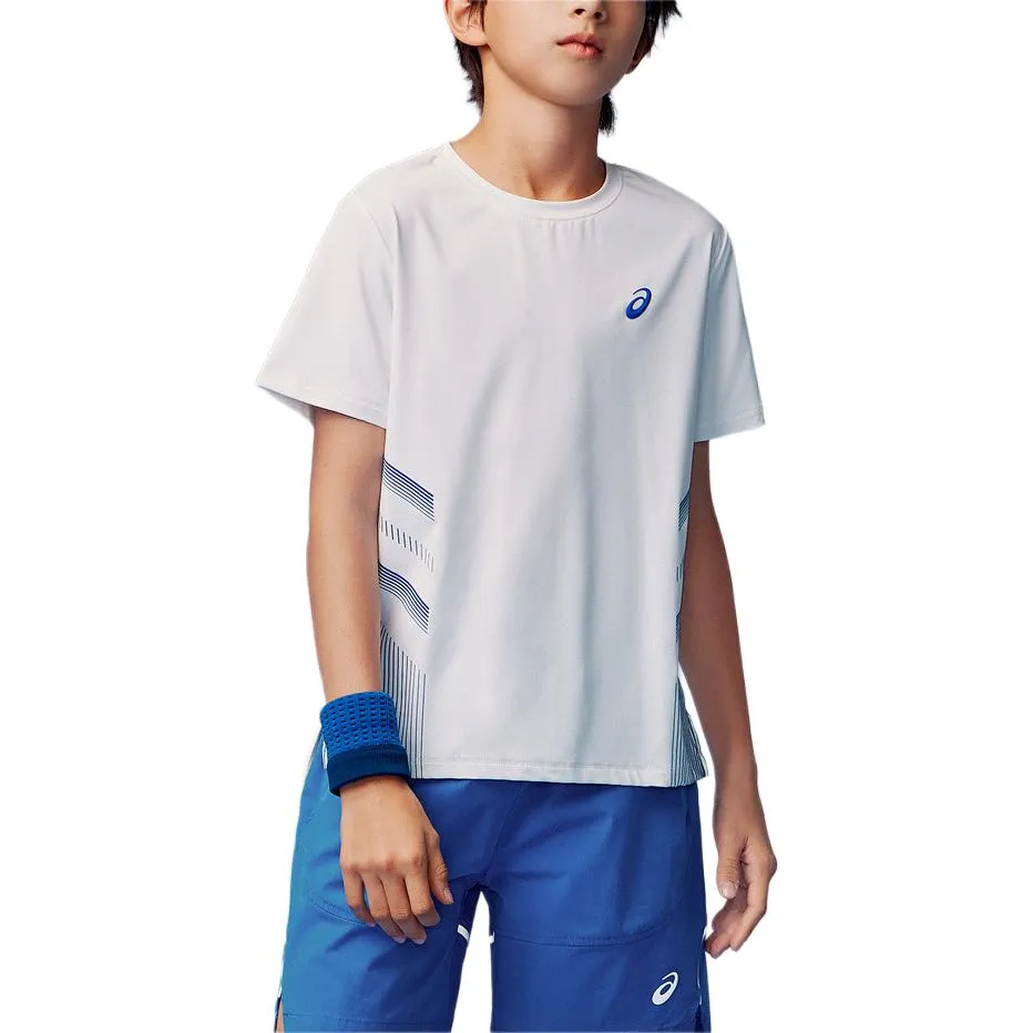 (GS) ASICS Logo T-Shirt 'White Blue' 332241175025-10 sold by KicksCrew product image thumbnail 3