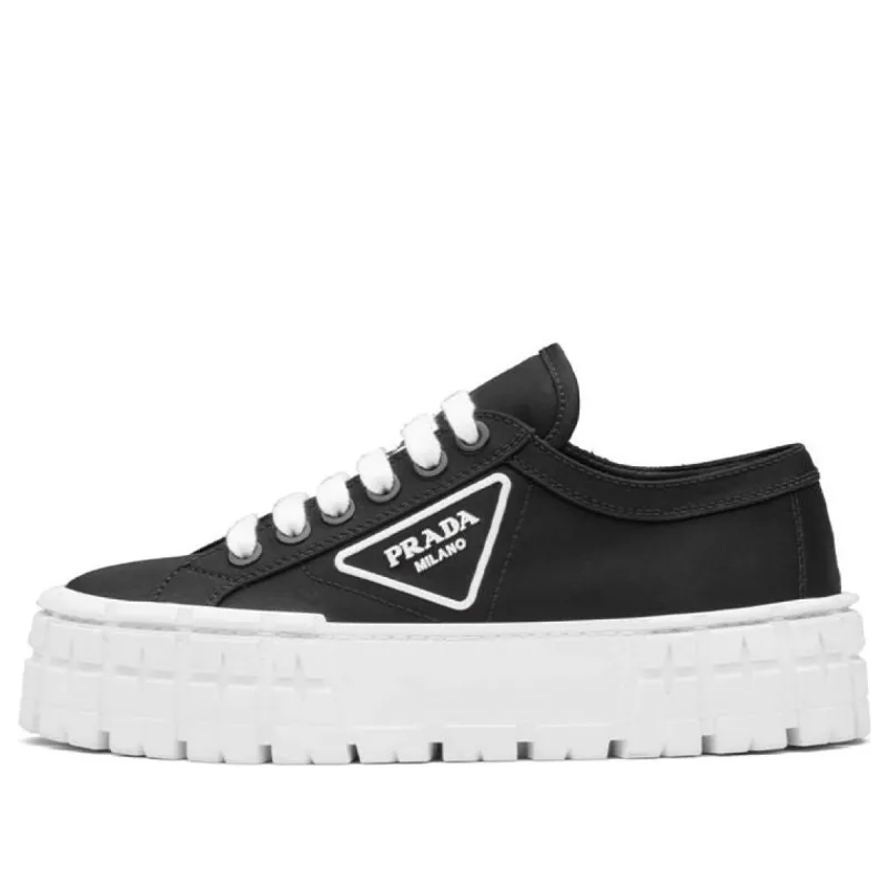 (WMNS) PRADA Double Wheel Re-nylon Gabardine Sneakers 'Black' 1E260M_MMS_F0IAU_F_050 sold by KicksCrew