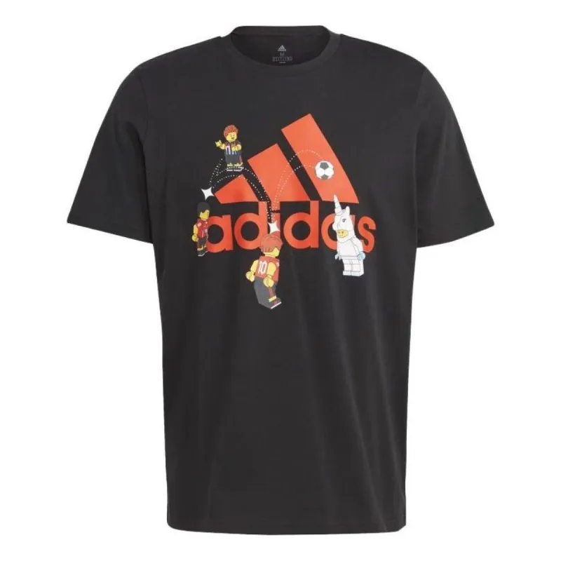 adidas x LEGO Soccer Badge of Sport Graphic T-Shirt 'Black Orange' HT5181 sold by KicksCrew