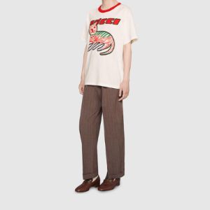 GUCCI Cat Print Oversize T-shirt 'off white' 616036-XJCVU-9125 sold by KicksCrew