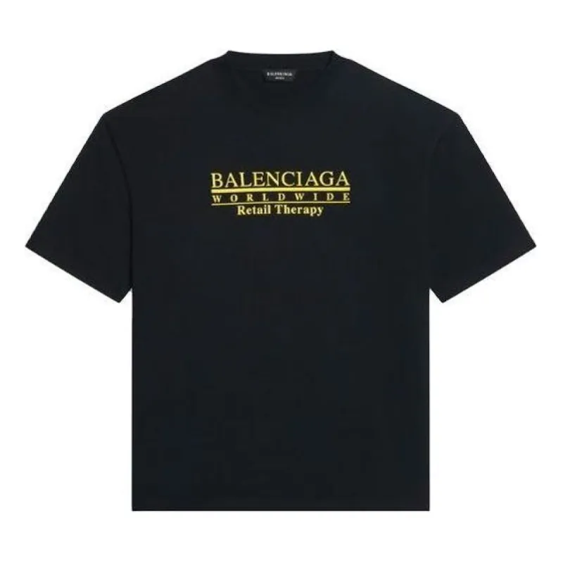 Balenciaga Retail Therapy T-Shirt Medium Fit 'Black Yellow' 612966TLVB11361 sold by KicksCrew