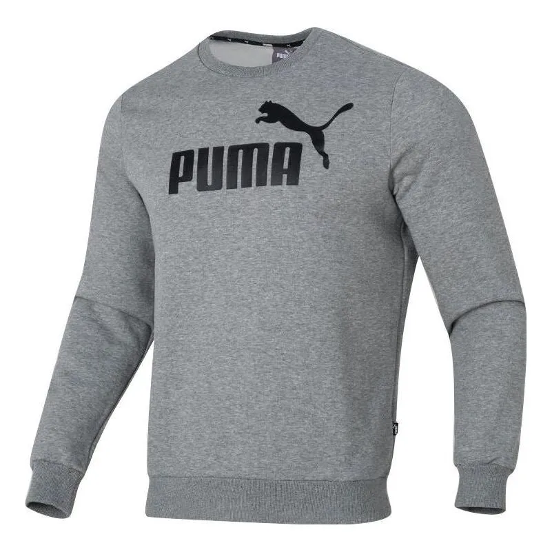 PUMA Letter Print Fleece Pullover Sweatshirt 'Grey Black' 682722-03 sold by KicksCrew