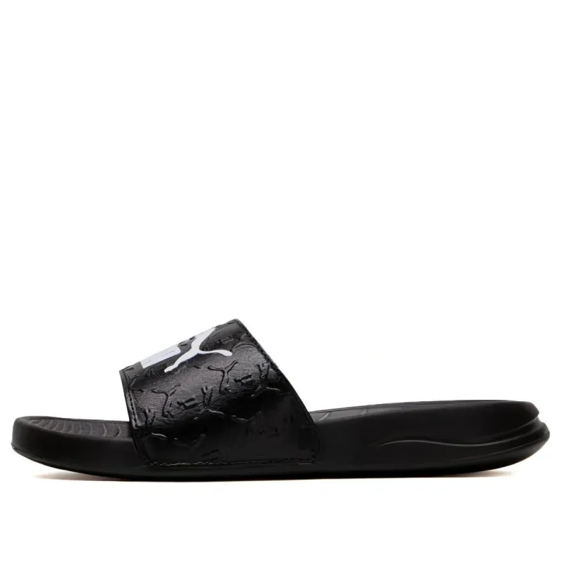 PUMA Popcat 20 Superlogo Slides 'Black White' 395420-01 sold by KicksCrew