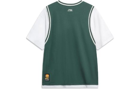 Li-Ning Hoops Graphic Faux Two Piece T-shirt 'Green White' AHST573-3 sold by KicksCrew