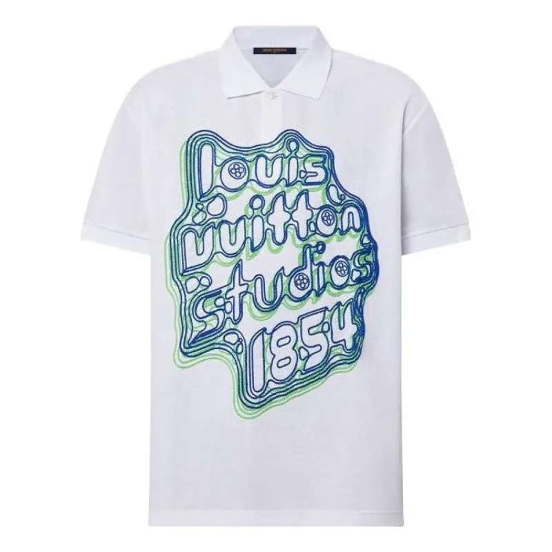 LOUIS VUITTON Embroidered Cotton Pique Polo Shirt 'White' 1ABY09 sold by KicksCrew