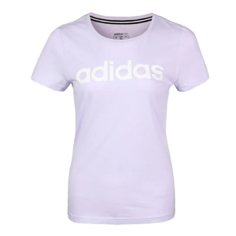(WMNS) adidas Neo Logo Printed T-Shirt 'Purple White' GL1178 sold by KicksCrew