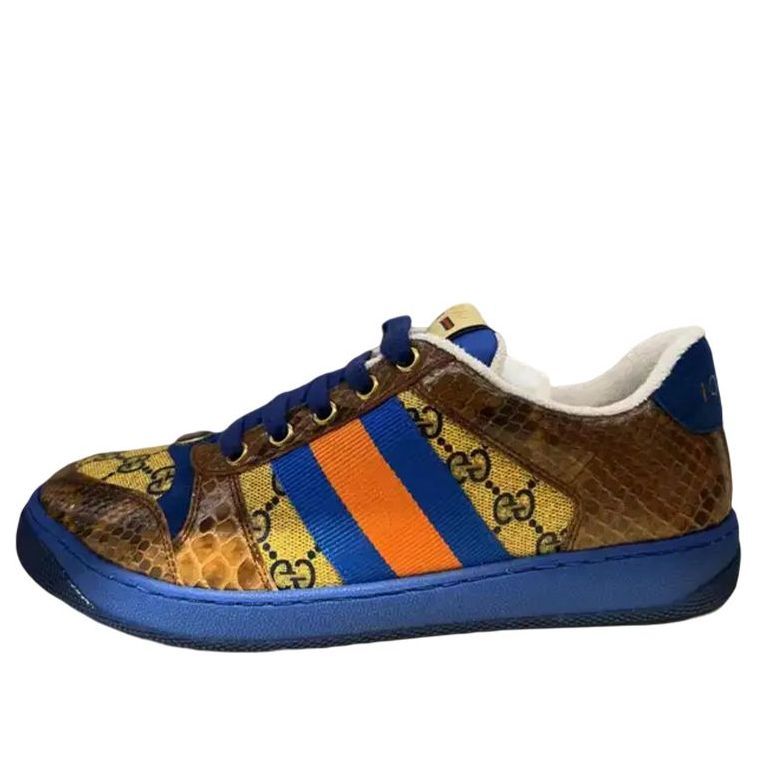 GUCCI Screener Low-Top Sneakers 'Blue Brown' 674530-FAA2I-7044 sold by KicksCrew