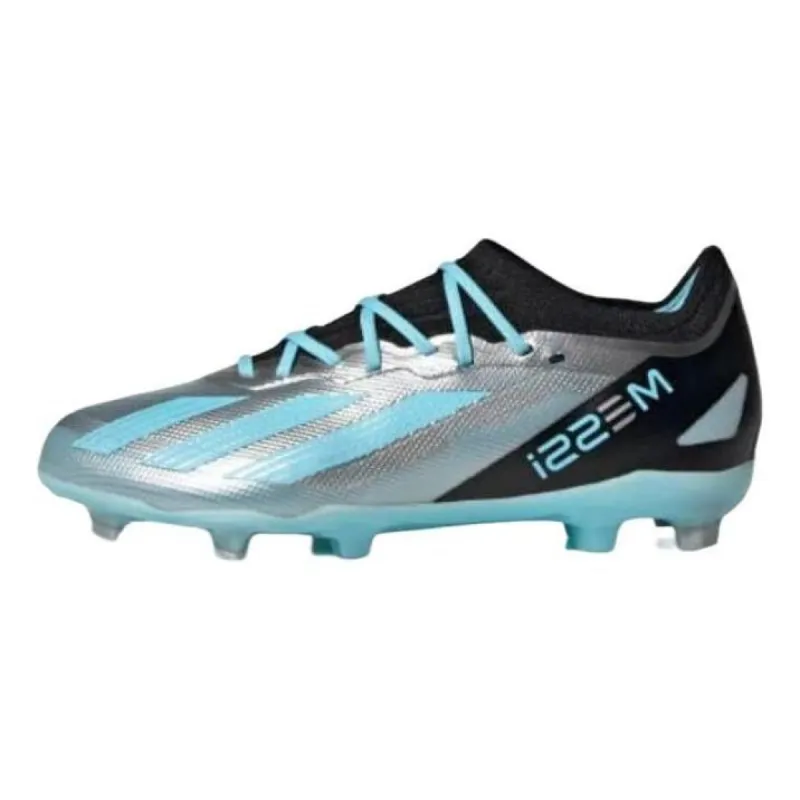 (GS) adidas X CRAZYFAST MESSI.1 FIRM GROUND SOCCER CLEATS 'Silver Metallic Bliss Blue' IE4080 sold by KicksCrew
