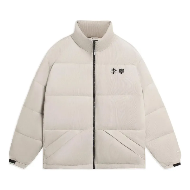 Li-Ning Logo Woven Down Jacket 'Beige' AYMS315-2 sold by KicksCrew